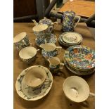 Part Fantasy tea set by Longton; other china bowls, and a Susie Cooper plate