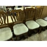 Set of four turned oak framed dining chairs