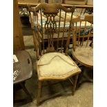 Elm framed rail back chair with padded seat