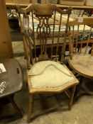 Elm framed rail back chair with padded seat