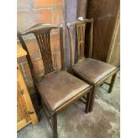 Two mid 19th century drop-in seat mahogany dining chairs with rail splat.