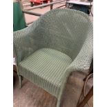 Green painted Lloyd Loom chair