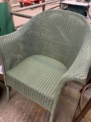 Green painted Lloyd Loom chair