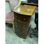 Mahogany bow-fronted small chest of four drawers