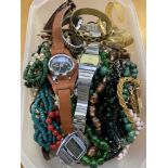 Quantity of costume jewellery and watches