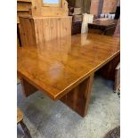 Very large mahogany veneer modern table on substantial H support