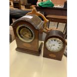 Two inlaid mahogany French mantel clocks