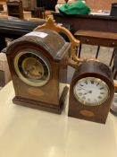 Two inlaid mahogany French mantel clocks