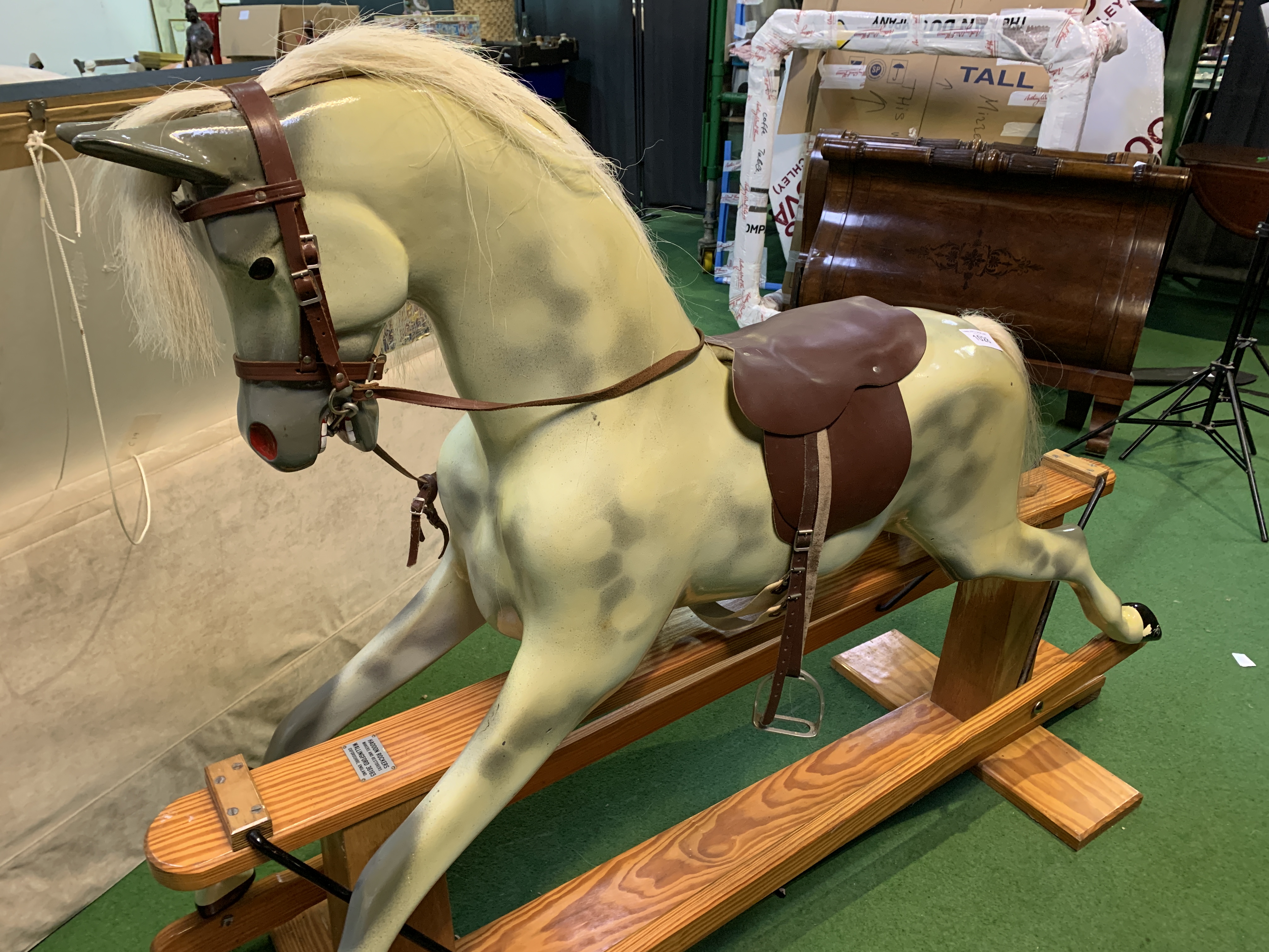 Rocking horse on pine swing stand, by Haddon Rockers - Image 3 of 5