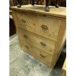 Pine chest of three drawers