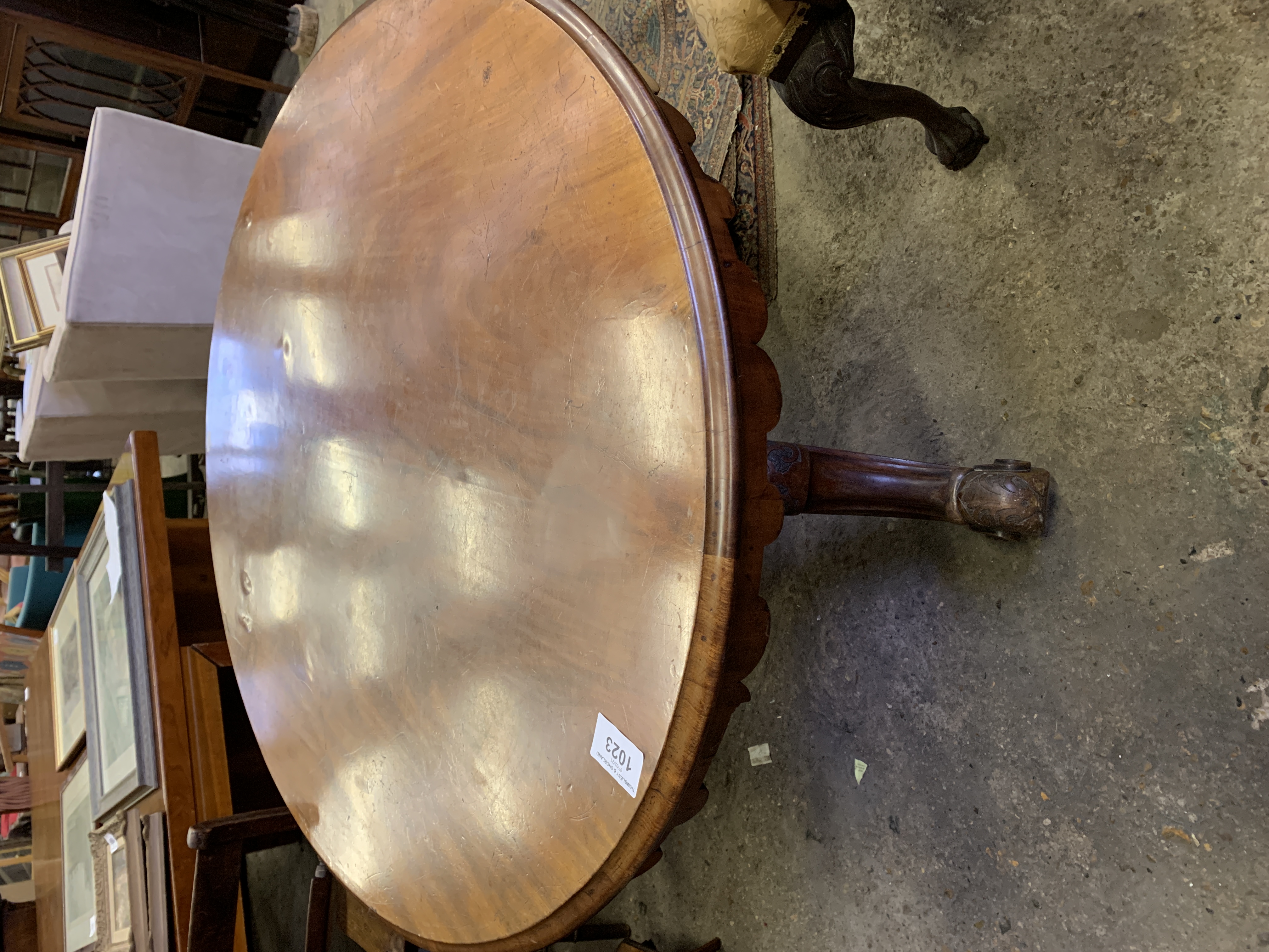 Mahogany oval tilt top breakfast table