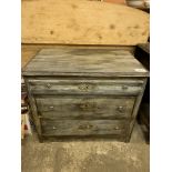 Painted antique pine chest of three graduated drawers