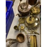 Quantity of brass and copper ware.