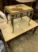 Two gilt metal framed coffee tables