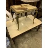 Two gilt metal framed coffee tables