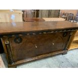 Very large walnut veneer decorative sideboard