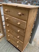 Pine chest of six drawers