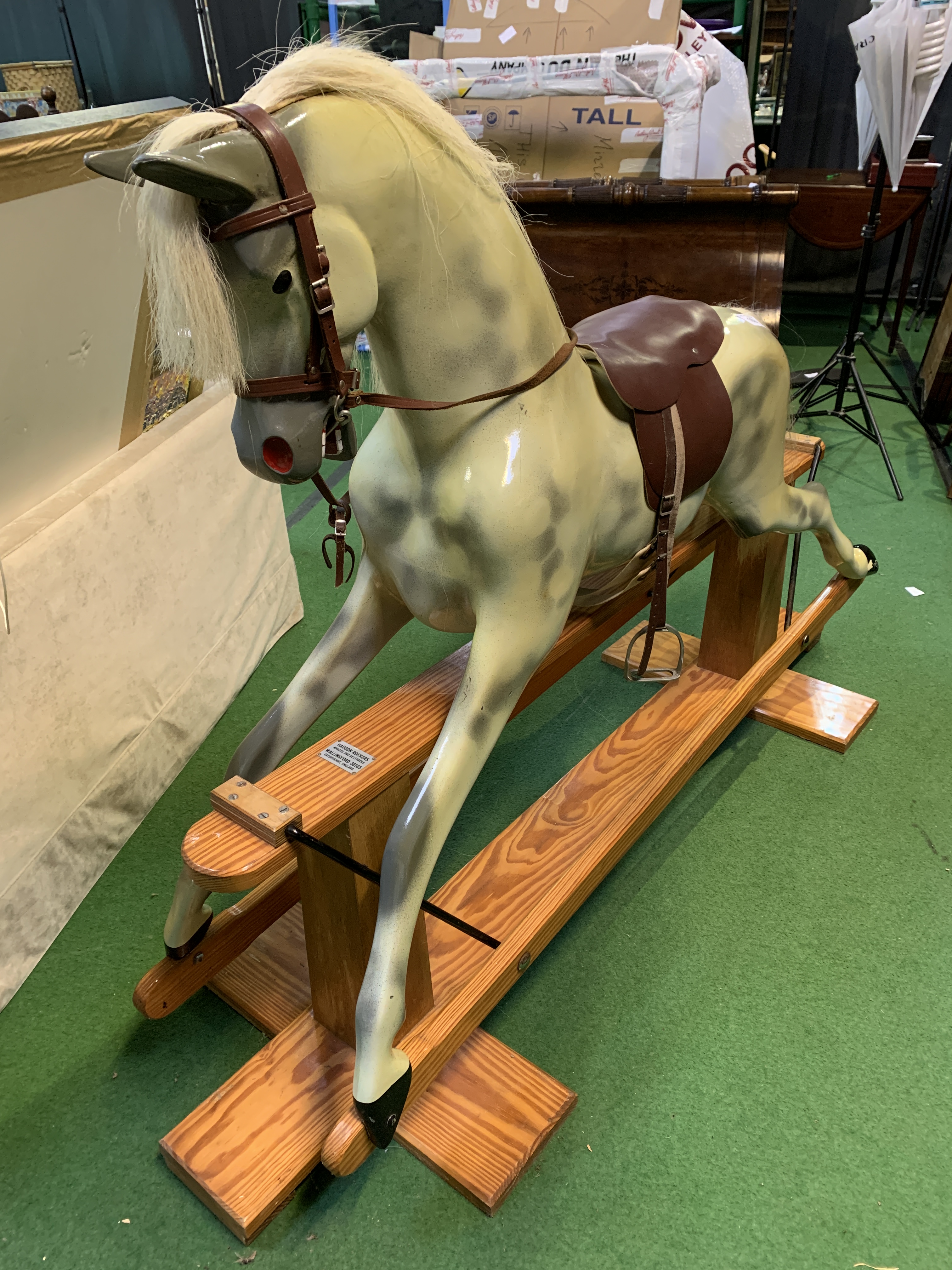 Rocking horse on pine swing stand, by Haddon Rockers