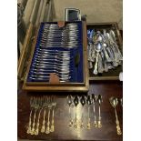 Quantity of silver plated cutlery and 3 silver plate trays