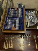 Quantity of silver plated cutlery and 3 silver plate trays