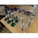 Seventeen various wine glasses