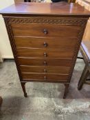 Mahogany six drawer sheet music cabinet