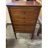 Mahogany six drawer sheet music cabinet