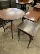 Mahogany shaped edged display table and a mahogany occasional table