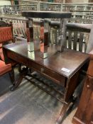 Mahogany drop side sofa table and a round low table