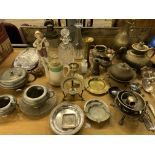 Quantity of metal ware including silver plate ladle and serving spoon by Weir