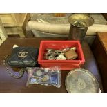 Quantity of silver plate flatware and other items, and a collection of commemorative crown coins