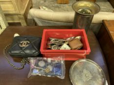 Quantity of silver plate flatware and other items, and a collection of commemorative crown coins