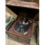 Mahogany cased HMV model 103 windup Gramophone, together with a quantity of 78RPM records