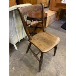 Elm seat ladder back kitchen chair, and a mahogany butler's tray