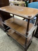 Mahogany three tier trolley on casters