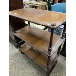 Mahogany three tier trolley on casters