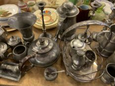 Large collection of pewter and metalware.