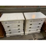 Pair of cream coloured four drawer bedside cabinets