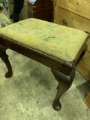 19th Century mahogany framed stool and a footstool