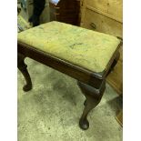 19th Century mahogany framed stool and a footstool