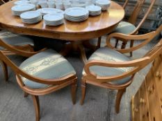 Modern hardwood set of two carvers and four chairs