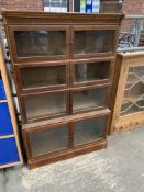 Set of four sectional glazed mixed hardwood bookshelves