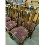 Four mahogany framed drop-in seat high splat back dining chairs, and two similar