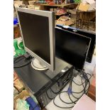 Goodmans TV, 3 monitors and a quantity of network cables