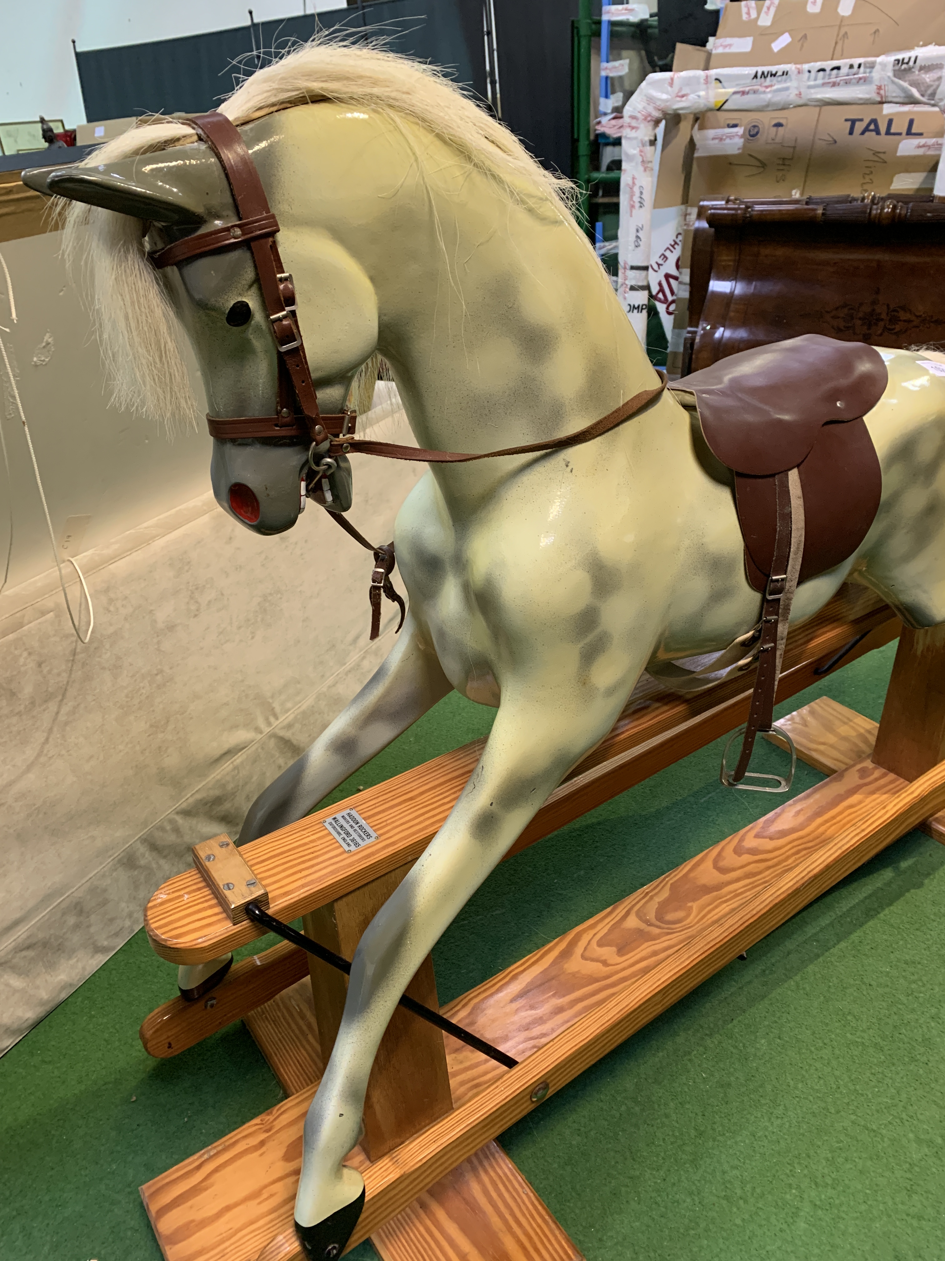 Rocking horse on pine swing stand, by Haddon Rockers - Image 2 of 5