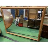 Large pine framed bevelled edge wall mirror