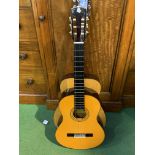 Yamaha acoustic guitar and an Aria acoustic guitar