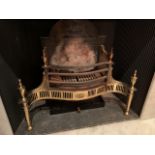 Regency style brass and cast iron fire grate