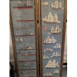 Two gilt framed and glazed prints of various sailing ships and engine powered ships