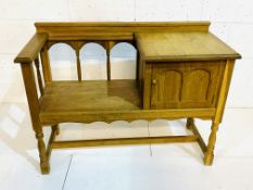 Oak bench with cupboard